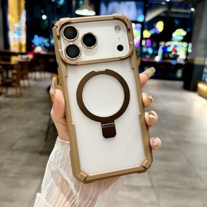 Armor Translucent Magnetic <b>Stand</b> Phone Case for iPhone 17 13 14 15 16 Pro Max Plus With Glass Lens Film Protective Cover - Product Image 1