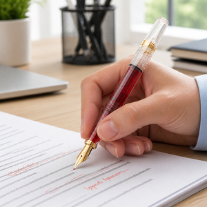Penna Stilografica Rossa Professionale per Insegnanti, Penna per Correzione Compiti con Pennino Fine, Penna Calligrafica Personalizzabile, Regalo Ricaricabile con Inchiostro Rosso - Product Image 3