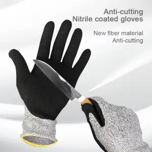 Excellent Grip Sandy Nitrile Coated HPPE Glass Fiber Working Safety guantes anticorte nivel 5, guantes de nitrilo y latexTKA