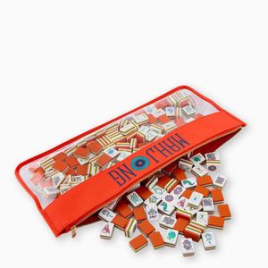 Custom Neon Orange Embroidered PVC Clear Pouch Mahjong Storage Bag <b>Compact</b> Quality Cardholder Zipper Pouch Water Resistant - Product Image 2