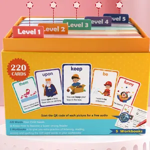 Tarjeta Flash educativa de impresión para niños, bebé, inglés, juego de aprendizaje árabe, caja doble, Logo, tarjeta de juego de póquer, caja de papel