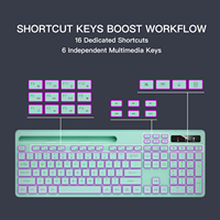 Teclado Inalámbrico Silencioso de 114 Teclas con Retroiluminación RGB 2.4G, Soporte para Teléfono, Batería Recargable, Teclas Multimedia para IOS, Windows, PC, Verde