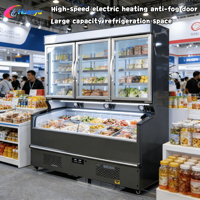 Congelador Vertical Comercial para Exhibición de Frutas y Verduras, con Alarma de Temperatura, para Almacenamiento en Supermercados y Tiendas de Abarrotes