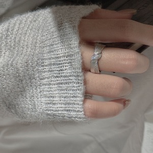 Bague en argent pur S925, motif torsadé, design de niche, simple, tendance, vintage, micro-incrustée, bague brossée tendance, certificat IGI - Product Image 3