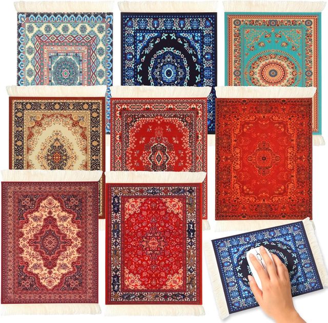 Custom Design Non Slip Tassel Trim Vintage Oriental Geometric Arabian Bohemian Style Persian Rug Carpet Mouse Pad