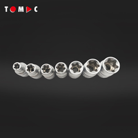 Jeu de douilles à cliquet multi-tailles TOMAC Professional 3/8" (E8-E18) en acier chromé pour adaptateur de clé à douille universelle, outil à main