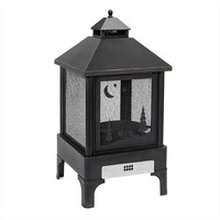Brasero d'extérieur autoportant moderne avec panneaux en maille, foyer en acier pour bois, grille en fonte et support à bûches