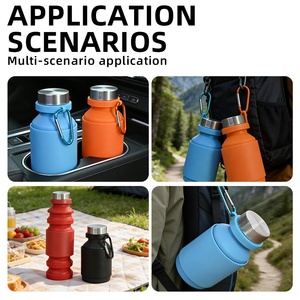Bouteille d'eau pliable en silicone écologique réutilisable de 550 ml, prix d'usine OEM, avec boîte personnalisée - Product Image 1