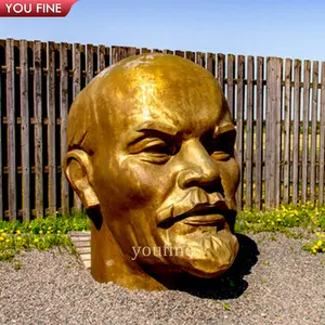 Estatua de bronce de fundición grande para jardín al aire libre, busto de Lenin, escultura