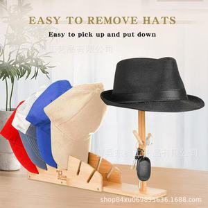 Wooden Desktop <b>Hat</b> Storage Rack Rectangle 6 Tier Multipurpose Organizer For Baseball Cap Sun <b>Hat</b> Display - Product Image 4