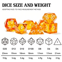Offre Spéciale – Ensemble de 7 Dés Polyédriques Carrés en Résine Orange Transparente pour D&D, Bords Tranchants, Durables, Écologiques, pour Dragons et Donjons, pour Jeux de Rôle