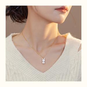 Adorable Little <b>Rabbit</b> Shell Natural Freshwater Pearl Pendant Luxury <b>Light</b> Temperament Collarbone Chain Necklace - Product Image 4