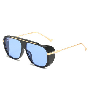 New Double Beam UV400 Full Rim Retro <b>Square</b> Metal <b>Sunglasses</b> Pilot Style Comfortable High Protection Gold for Unisex - Product Image 4