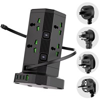 Multiprise universelle à 8 prises avec 4 ports USB-C et 1 port USB-A, cordon rétractable, double interrupteur indépendant, OEM ODM