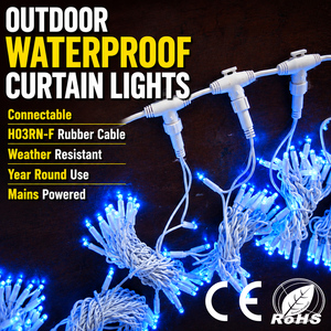 Connectable IP65 LED <b>Curtain</b> <b>Lights</b> White Rubber Cable Custom Size Extendable Cool White 6000K CRI 90 Outdoor Commercial Facade - Product Image 1