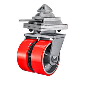 6/8/10/12 polegadas extra pesado núcleo de ferro fundido vermelho pu duplo rodízio recipiente rodas - Product Image 4