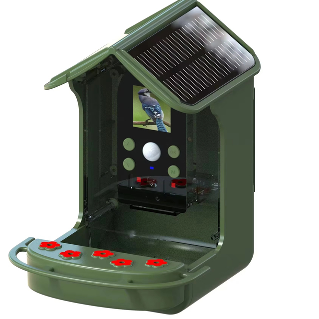 OEM ODM SPRITE GROUP Smart Bird Feeder Camera Solar Power 1080P HD AI Recognition Built-in Mic Speaker 1.44" IPS LCD 6 Hanging
