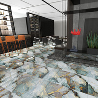 Carreaux de céramique de luxe en marbre foncé 600x1200mm et 600x600mm pour salles de bain, villas, halls, entrepôts, ateliers, espaces extérieurs, salles à manger et sols d'appartements