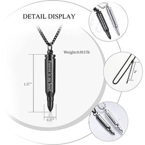 Collares con colgante de contenedor de bala de acero inoxidable, soporte de recuerdo, joyería de cremación conmemorativa de humanos de cenizas para mascotas para hombres y mujeres - Product Image 2