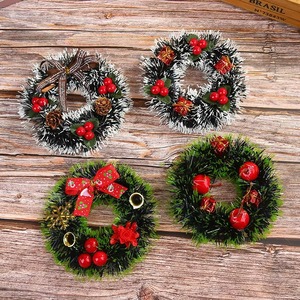 Hot Selling <b>Christmas</b> Decorations 12cm <b>Christmas</b> Rattan Wreath <b>Christmas</b> <b>Tree</b> Pendant <b>Mini</b> Wreath for Festival Party Ornament - Product Image 1