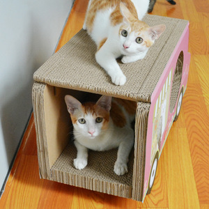 <b>Cat</b> <b>Scratching</b> <b>Post</b> Toy Car Cartoon Design Durable Corrugated Paper 60x26.4x34cm <b>Cat</b> <b>Tree</b> For Indoor Play - Product Image 2