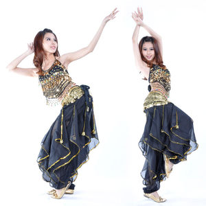 Bestdance <strong>Belly</strong> <strong>Dance</strong> Three-Piece Set Pepper Top <strong>Dance</strong> Spinner Pants Gold Coin <strong>Waist</strong> <strong>Chain</strong> Handmade <strong>Belly</strong> <strong>Dance</strong> Show Set - Product Image 1