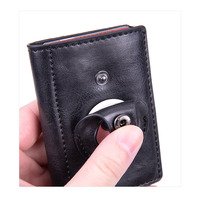 Portefeuille long anti-vol avec blocage RFID, fermeture ouverte, doublure en PU et polyester, porte-cartes à bouton, porte-cartes de crédit, AirTag