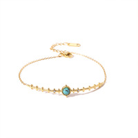 Bracelet en turquoise Bowei plaqué or 18 carats en acier inoxydable, style Instagram, bijoux polyvalents transfrontaliers