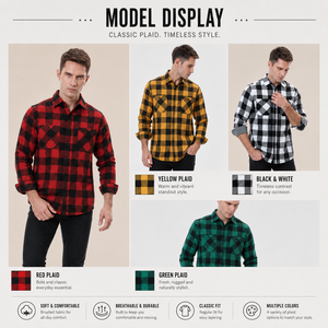 <span class=keywords><strong>Camicia</strong></span> in flanella a quadri Buffalo <span class=keywords><strong>rossa</strong></span> e nera da uomo, in cotone spazzolato, a maniche lunghe, con doppia tasca, stile Lumberjack, per l'autunno - Product Image 6