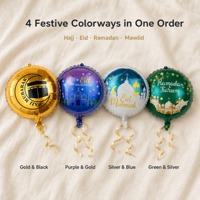 Lot de ballons imprimés en feuille d'aluminium et confettis en latex, motif croissant et étoile, pour la décoration des fêtes de l'Aïd Moubarak, du Ramadan, du Hajj et du Mawlid