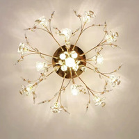 Lampe de plafond créative française PM, fleurs luxueuses en cristal, pour chambre à coucher, salon, restaurant moderne, décoration de mariage