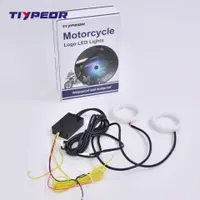 Lumière de logo LED RGB pour moto TIYPEOR, 60 mm, lumière ambiante, anneau halo, emblème rétroéclairé avec couvercle pour accessoires HONDA BMW F900XR