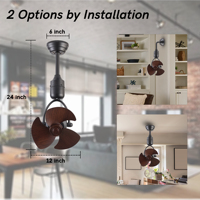 Ventilateur de plafond mini LED moderne en fer avec moteur DC silencieux et télécommande pour usage intérieur/extérieur dans les chambres, salons, salles à manger, bureaux et petits espaces