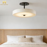 Lampu Plafon Kamar Tidur Bulat Alabaster Putih Minimalis Nordik Berkualitas Tinggi Gaya Modern Jepang Terbaru