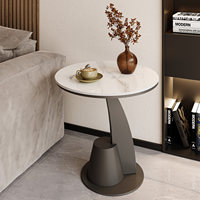 Table basse en pierre minimaliste moderne pour petits appartements, table d'appoint ronde haut de gamme avec plateau en pierre