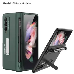 Luxury Business Magnet Foldable Phone Case 360 Degree Protective Phone Cover Case For Galaxy Z Fold 3 W22 With Pen Holder