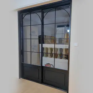 Aluminiumlegierung französische retro extrem schmale flachtüren Klappbadezimmer Schlafzimmer Küche Balkon gleitende Glas-Doppeltüren