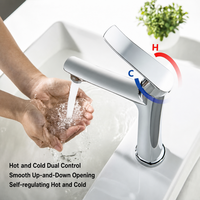 SANIVITAL Meilleure Vente Robinet Mitigeur Monotrou Chaud/Froid pour Salle de Sport et Salle de Bain, en Alliage de Zinc avec Cartouche Céramique, Robinet de Lavabo à Poser sur Plan