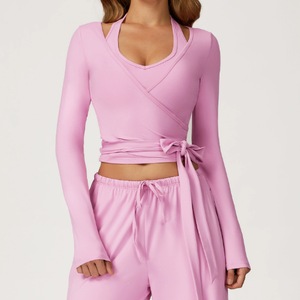 طقم رياضي رياضي سريع الجفاف للنساء ، حزام خلفي جميل ، طقم رياضي كاجوال للجري واللياقة البدنية بساق واسعة ، طقم يوغا للخريف - Product Image 6