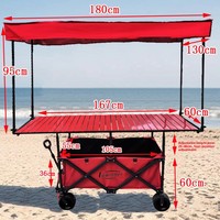 Chariot pliable avec table relevable haute et plateau de toit