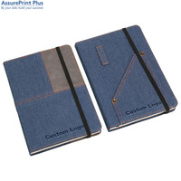Cuaderno Reciclable de Tapa Dura de Mezclilla Negra Resistente al Desgaste, con Bolsillo Frontal con Cierre, Logotipo Personalizado, Papelería OEM al por Mayor