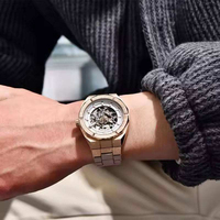 Montre-bracelet homme de luxe Benyar BY-5212 avec bracelet en acier inoxydable, aiguilles lumineuses, mouvement automatique mécanique, avec boîte.