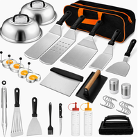 Ensemble d'outils de barbecue en acier inoxydable 35 pièces, pelle de cuisson pour barbecue en plein air, ustensiles de rôtissage et assiettes à viande