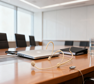 Chuyên nghiệp màu be mini tai nghe <span class=keywords><strong>Microphone</strong></span> có dây thông tin liên lạc cho mipro không dây cơ thể-gói - Product Image 2