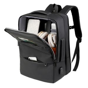 Sac à dos extensible Oxford noir pour homme, idéal pour étudiants, ordinateur portable, bagage cabine approuvé pour le vol, travail, affaires et voyages, avec port de charge USB - Product Image 1