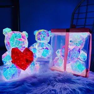 30Cm Lichtgevende Teddybeer Pop Kleurrijke Valentijnsdag Cadeau 2024 Led Gloeiende Teddybeer Voorstel Verjaardagscadeau Voor Vriendin