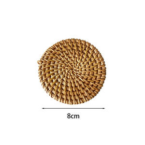 Dessous <span class=keywords><strong>de</strong></span> verre en rotin tissé naturel avec logo personnalisé d'usine tapis <span class=keywords><strong>de</strong></span> tasse rond en PVC souple pour bar à boissons cuisine <span class=keywords><strong>maison</strong></span> - Product Image 3
