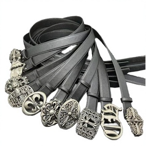 Hip Hop Punk <strong>CH</strong> Men's Cross Belt Alloy Buckle Trendy Punk Style 3.5cm Width Designer Catalog Jeans Decoration - Product Image 2