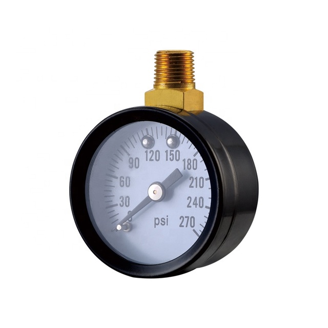 1.5" Black Steel Vibration Proof Pressure Gauge 0-270psi Brass Top Connection for Air Compressor Pneumatic Equipment
