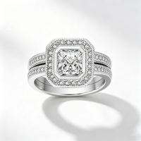Harga Grosir Perhiasan Wanita Perak 925 Lapis Rhodium Model Cushion Cut Zircon Trendi untuk Pernikahan, Pertunangan, Hadiah, dan Pesta